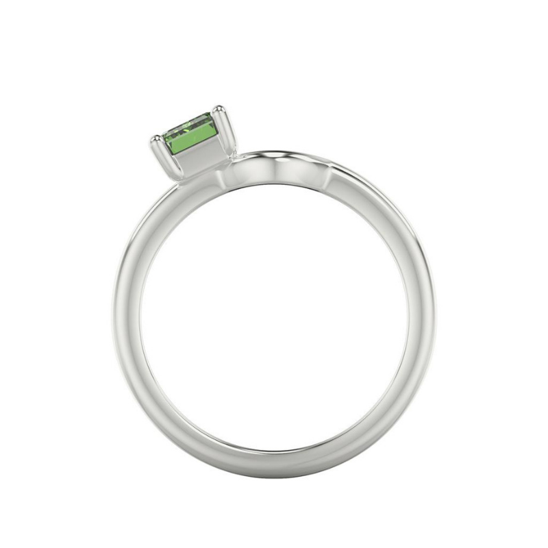 Side View Of Emerald Lab Grown Emerald Toi Et Moi Ring Enhancer Ring.