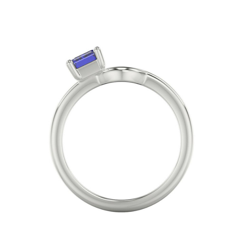 Side View Of Emerald Lab Grown Sapphire Toi Et Moi Ring Enhancer Ring.