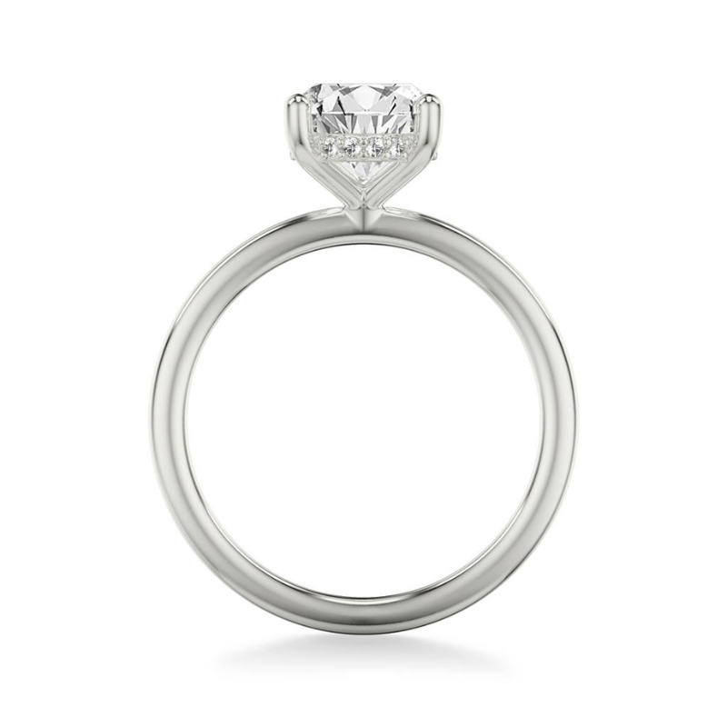 Side View Of Oval Engagement Ring with Hidden Halo.
