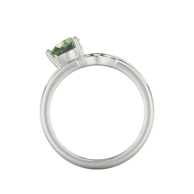 Side View Of Pear Lab Grown Emerald Toi Et Moi Ring Enhancer Ring.