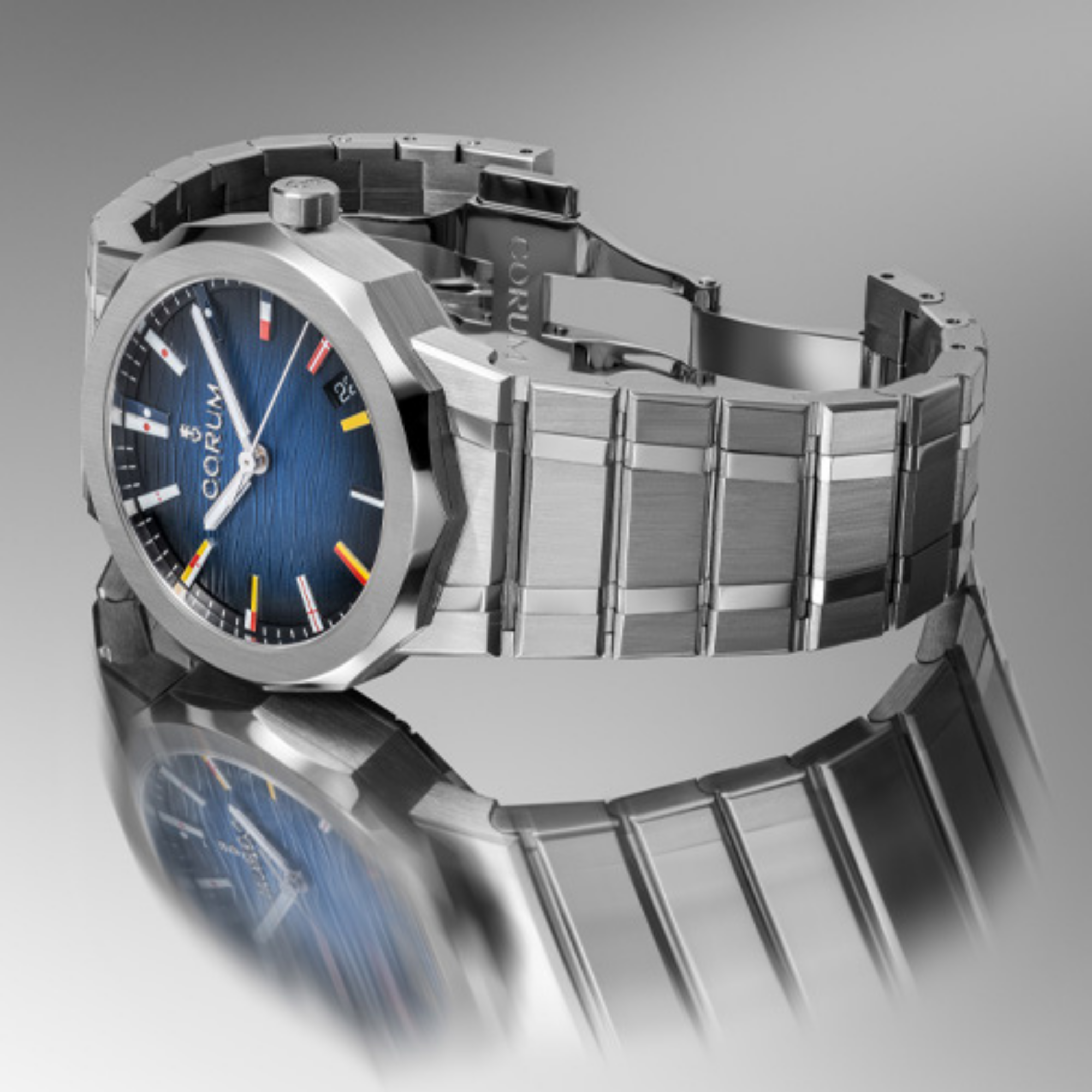 Side View of Corum Admiral 39mm Automatic Blue Waves A39.231.AB0.0G