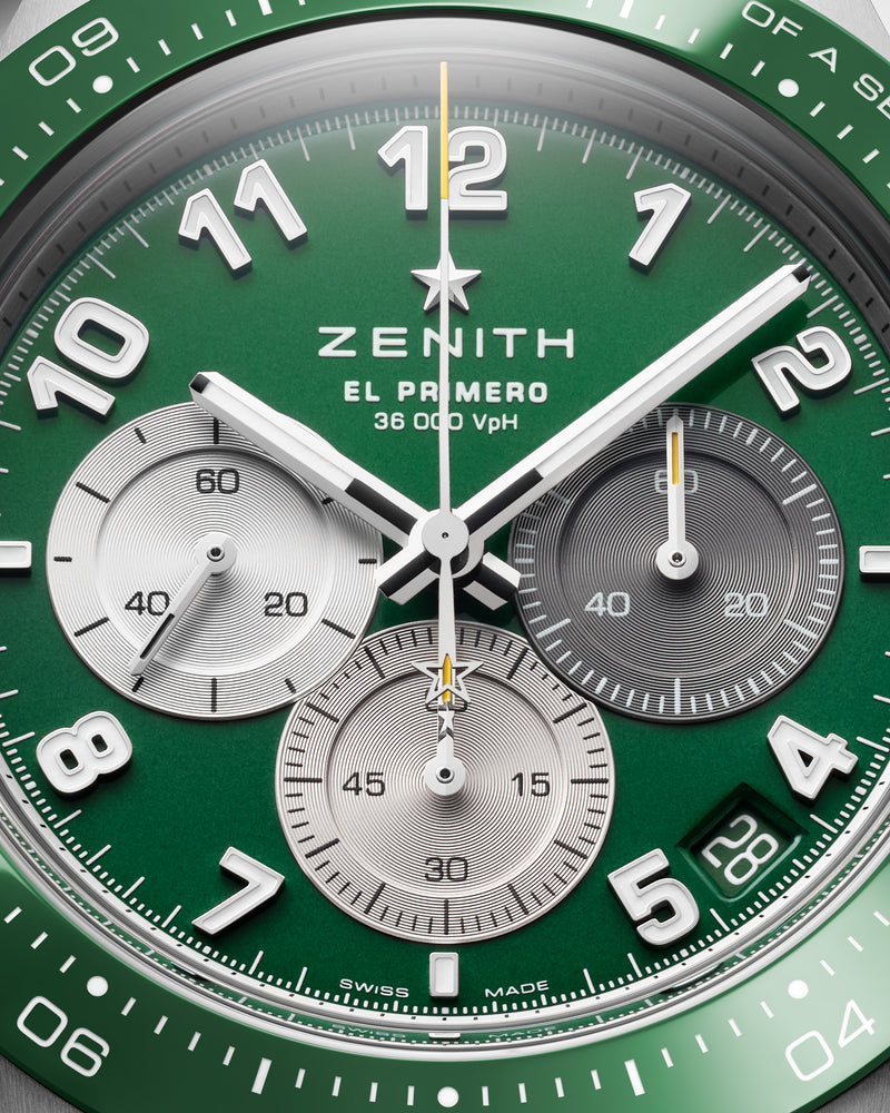 Zenith Chronomaster Sport Aaron Rodgers Green Limited Edition Chronograph Watch Dial