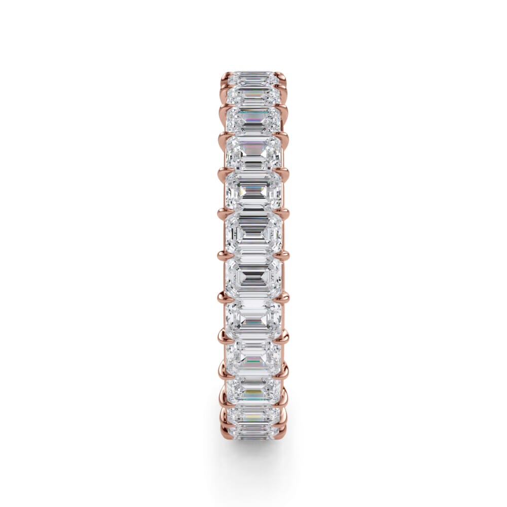 Gallery Set Emerald Cut Diamond Eternity Band in Rose Gold