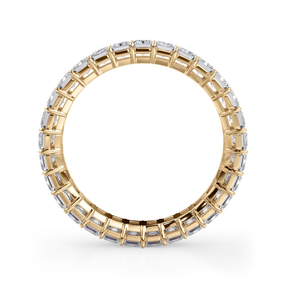 Gallery Set Emerald Cut Diamond Eternity Band in Yellow Gold