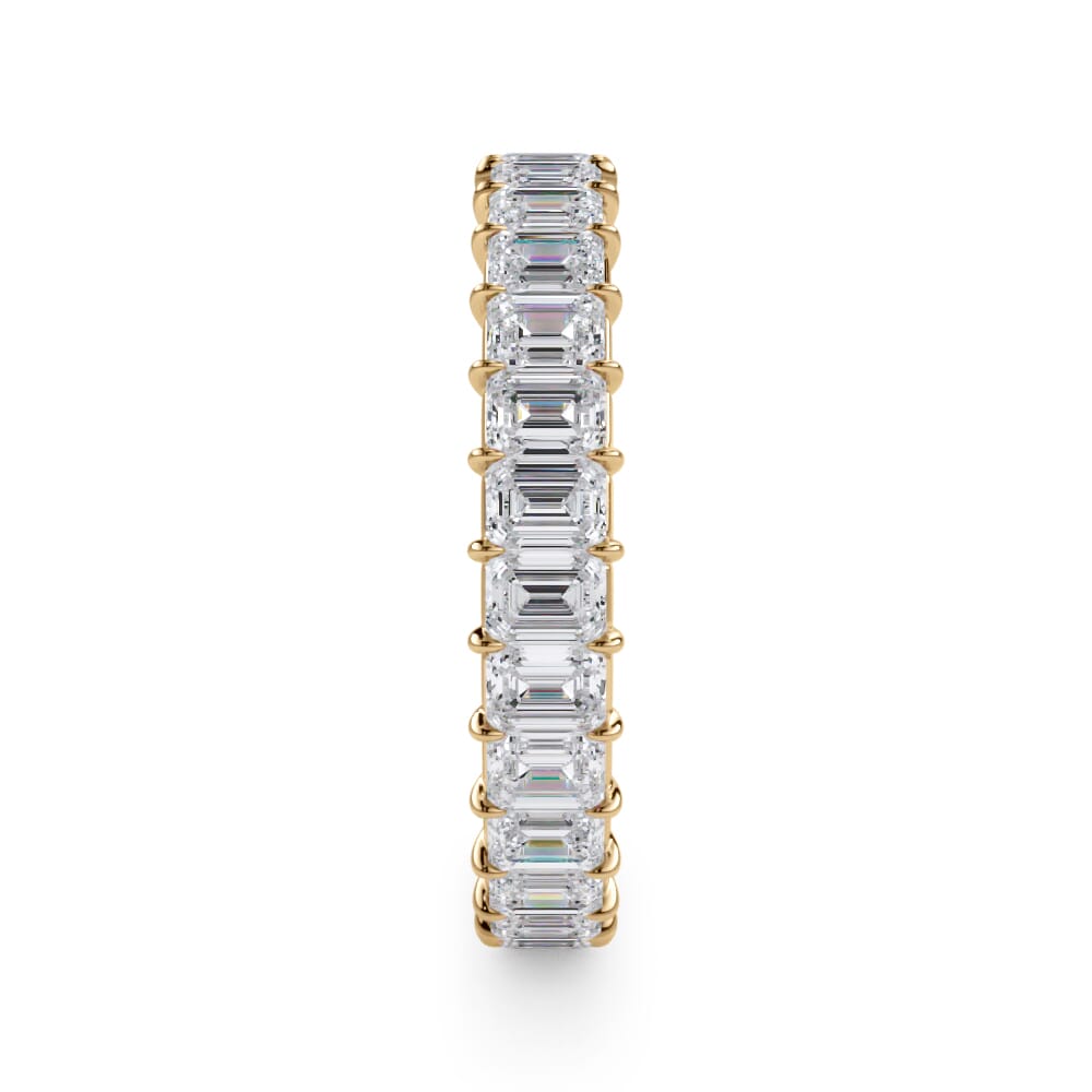 Gallery Set Emerald Cut Diamond Eternity Band in Yellow Gold