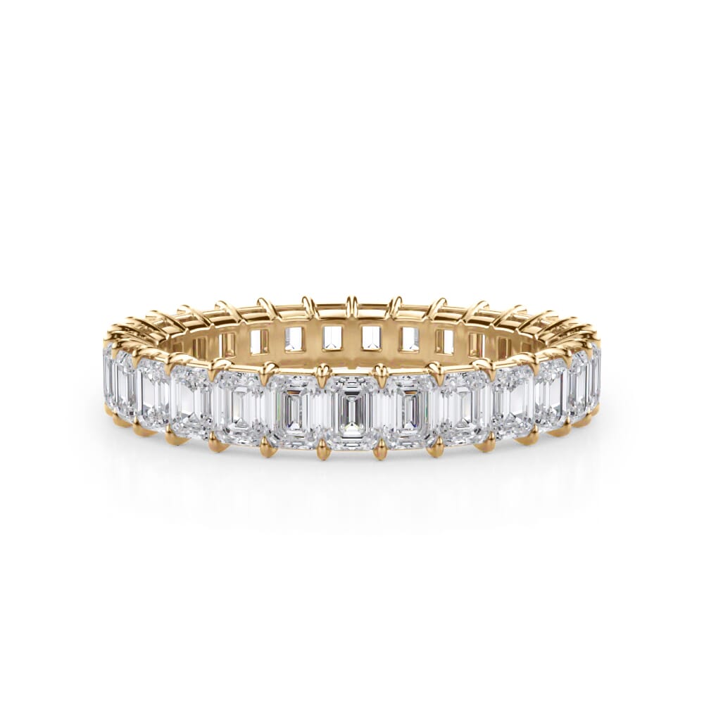 Gallery Set Emerald Cut Diamond Eternity Band in Yellow Gold
