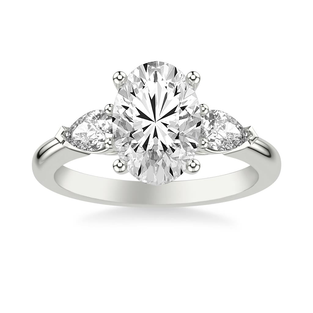 Luxe Diamond Three-Stone Engagement Ring with 1/2 CTW Pear Sides