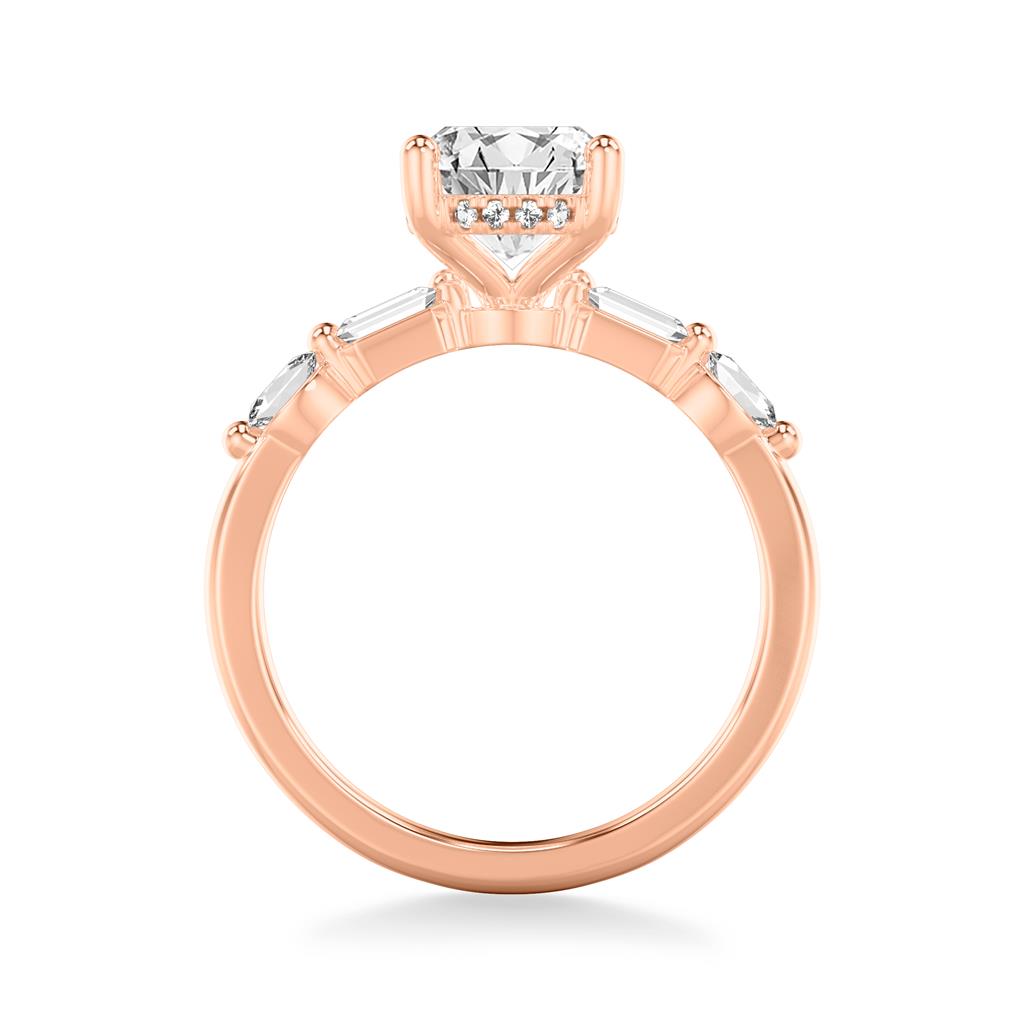 4 Prong Five Stone Emerald and Oval Diamond Setting