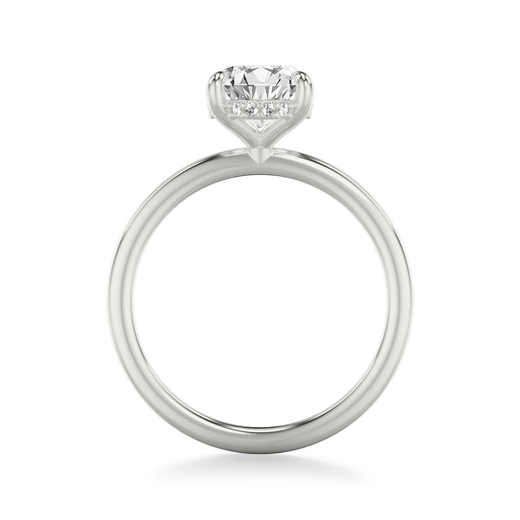 Classic Solitaire Engagement Ring with Hidden Halo and Claw Prongs with Polished Shank