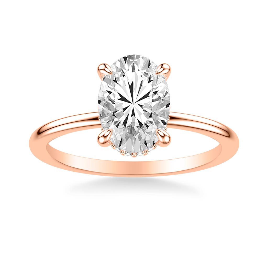 Classic Solitaire Engagement Ring with Hidden Halo and Claw Prongs with Polished Shank