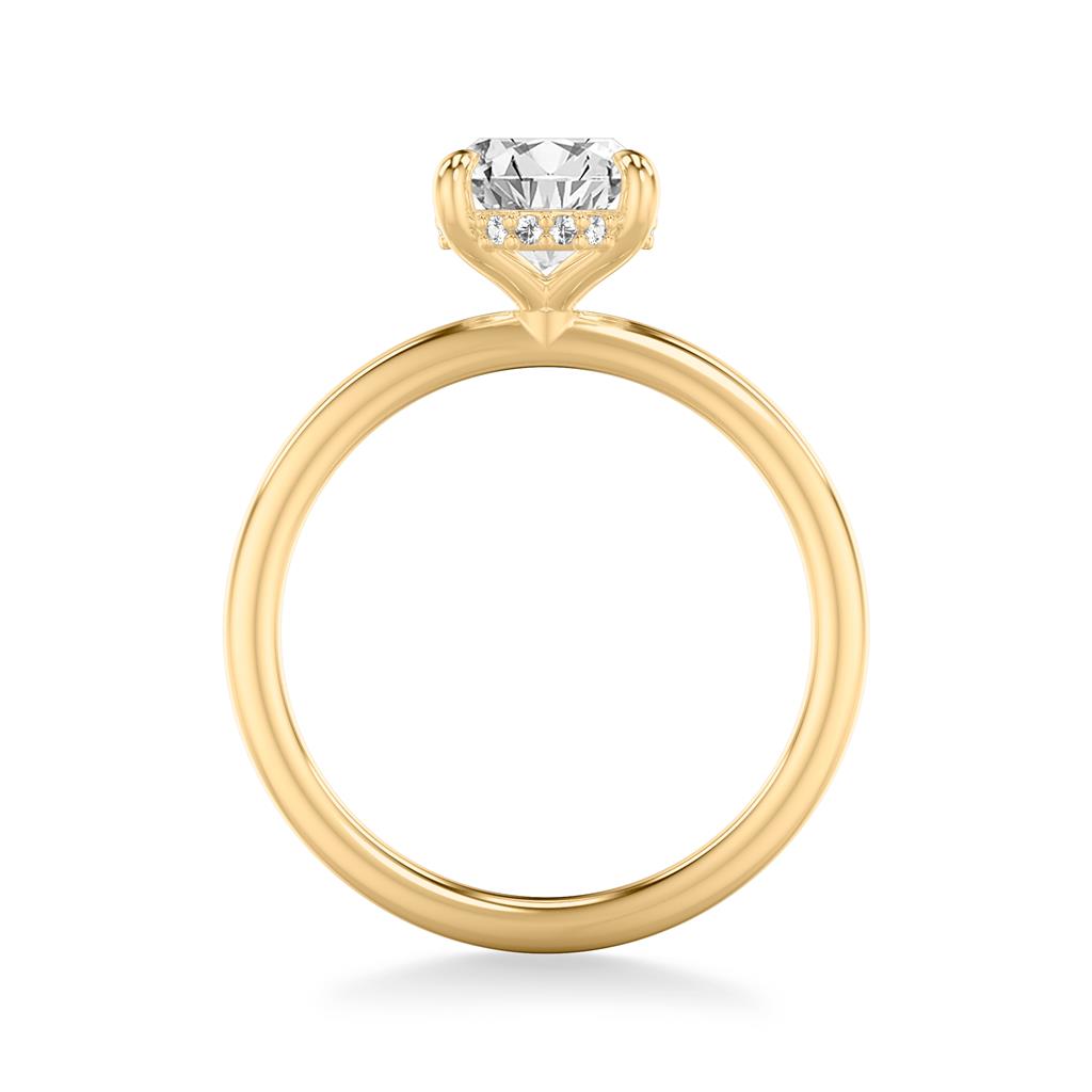 Classic Solitaire Engagement Ring with Hidden Halo and Claw Prongs with Polished Shank