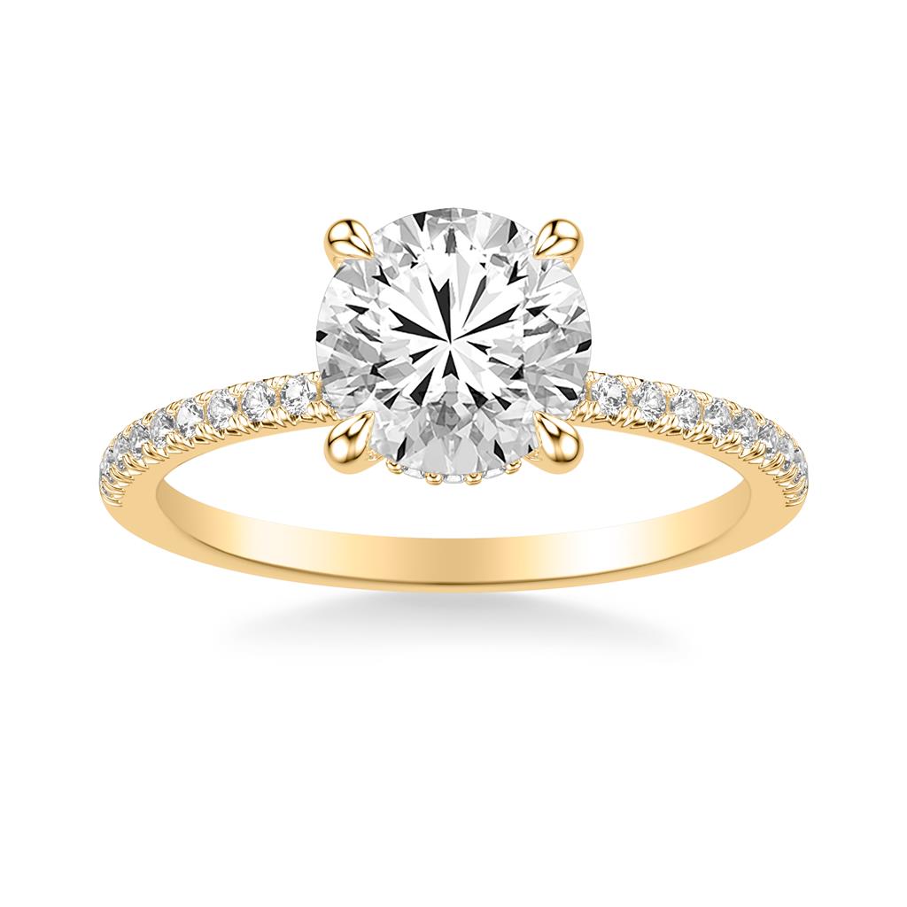 Yellow Gold Diamond Hidden Halo and Shank Setting