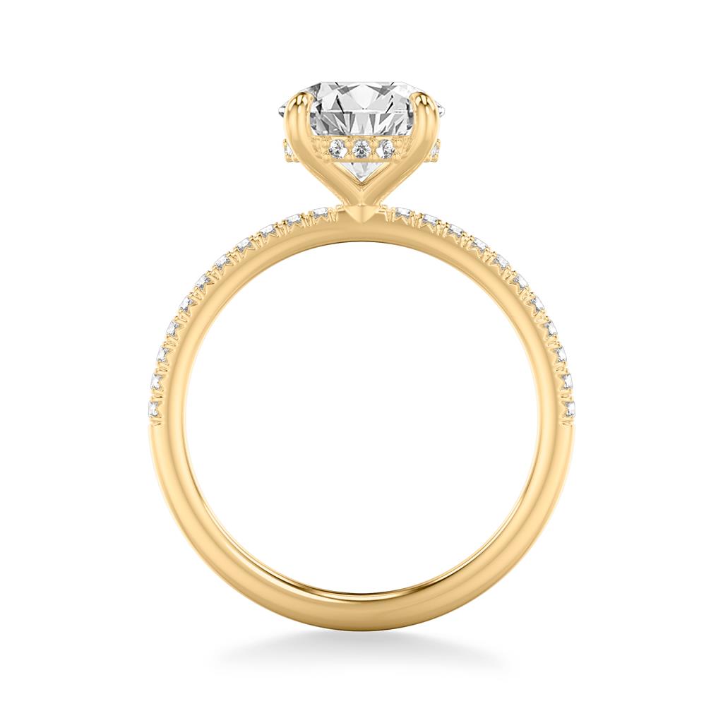 Yellow Gold Diamond Hidden Halo and Shank Setting