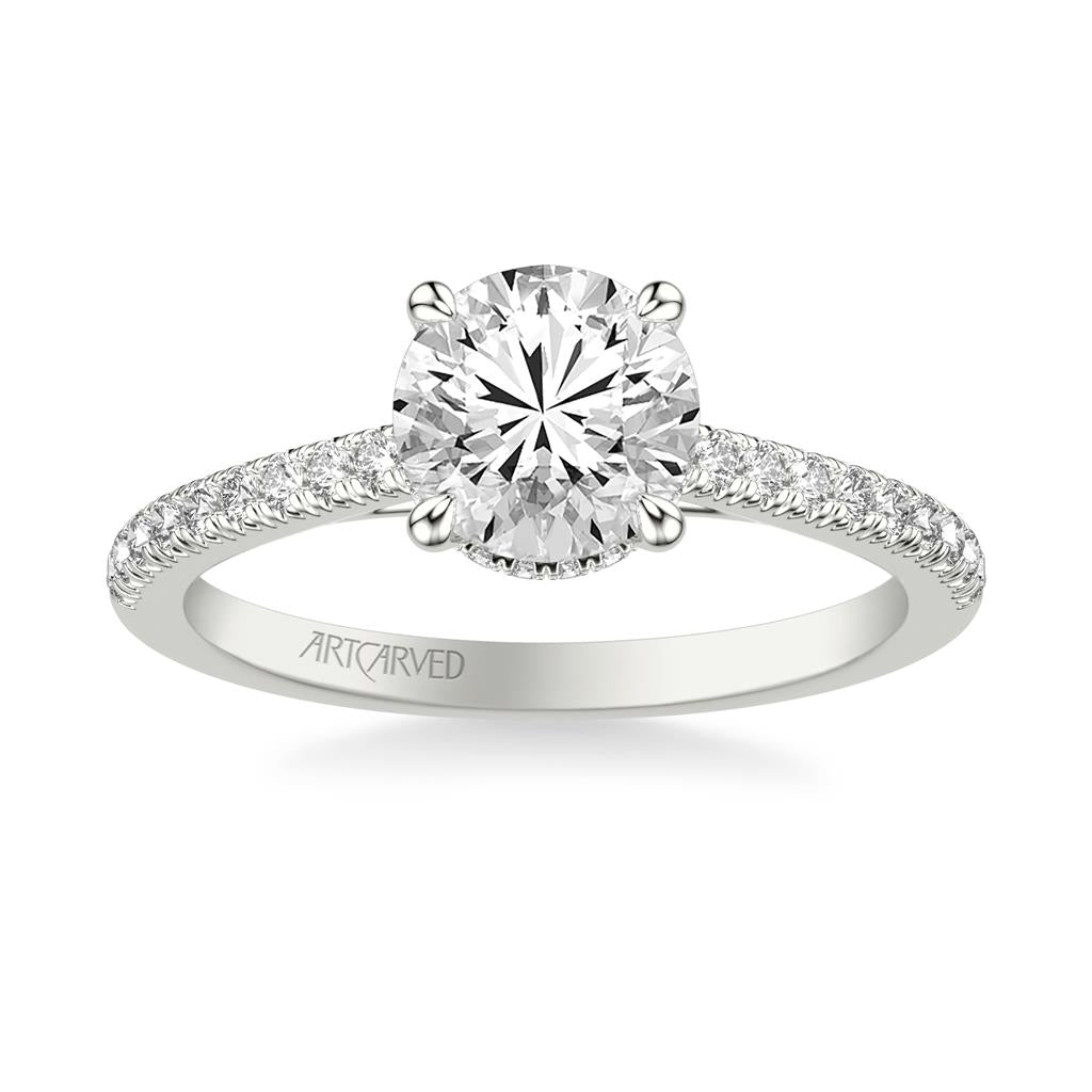Diamond Engagement Ring with Floating Hidden Halo and Diamond Shank