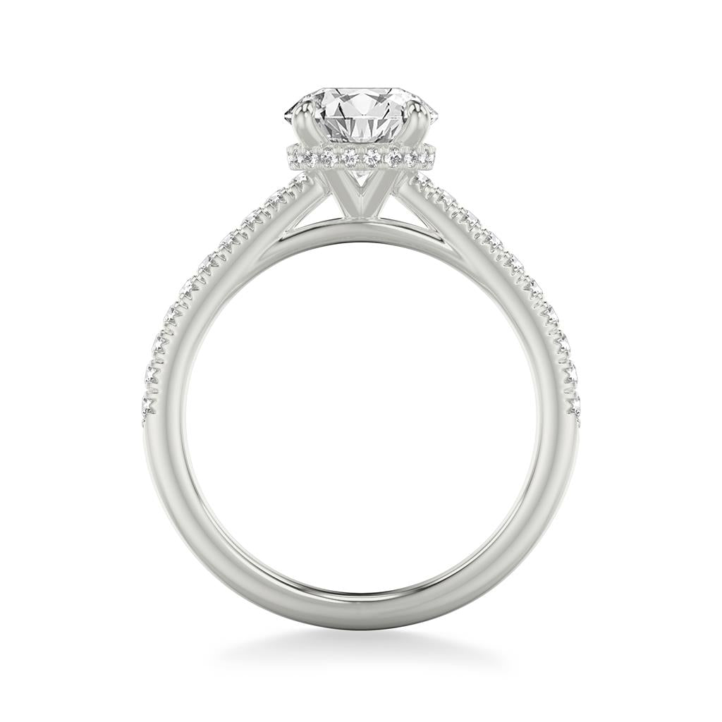 Diamond Engagement Ring with Floating Hidden Halo and Diamond Shank Side View