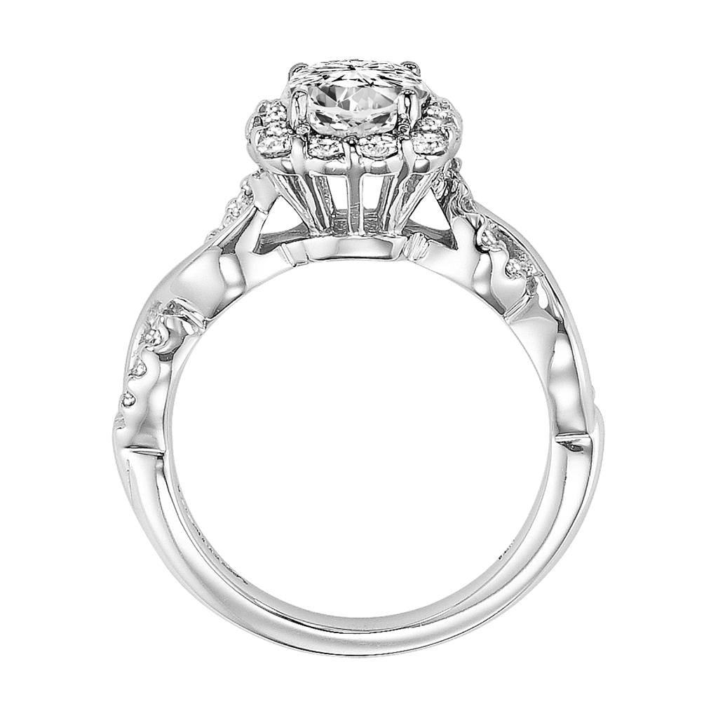 Side View of Contemporary Twist Halo Engagement Ring 31-V320-E