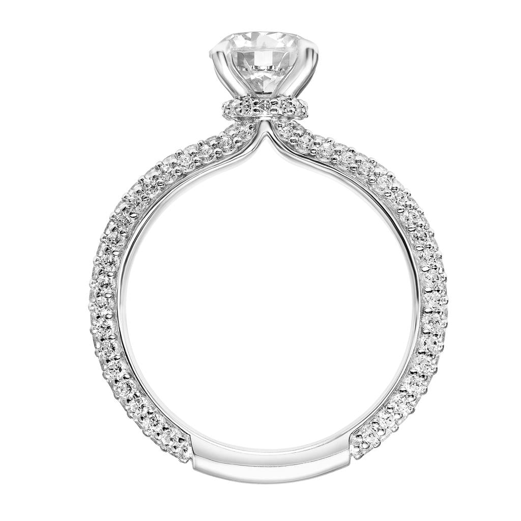 Side View Of Classic Pave Diamond Engagement Ring.