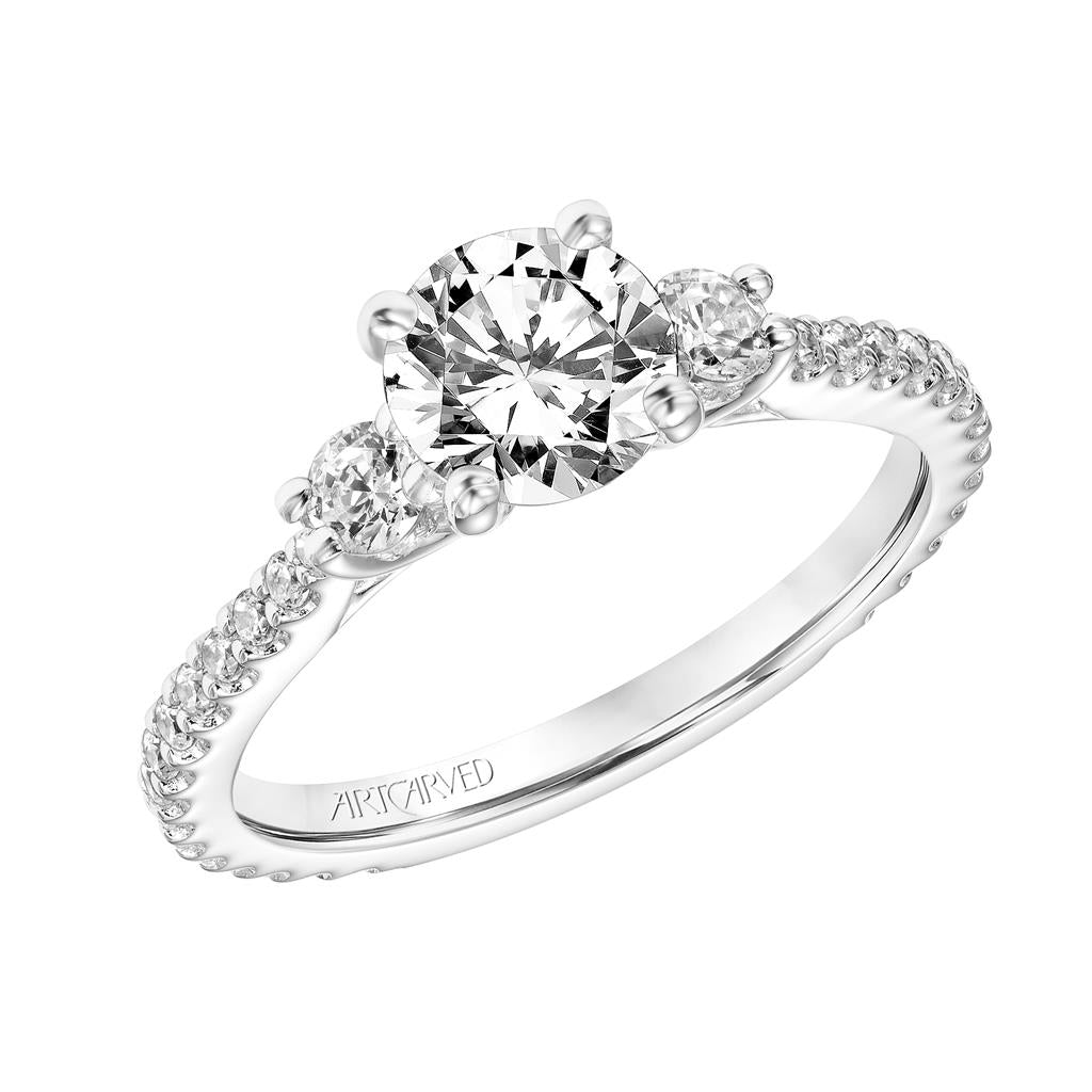 Curved View of Classic 3-Stone Engagement Ring 31-V751-E