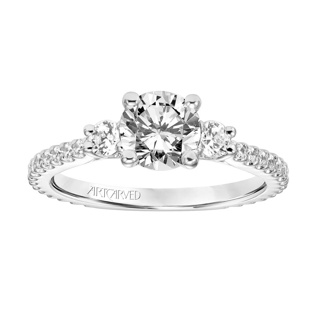 Front Curved View of Classic 3-Stone Engagement Ring 31-V751-E