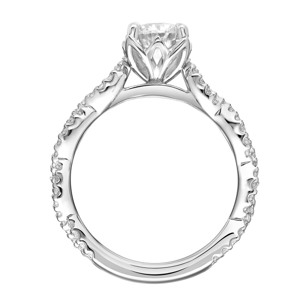 Side View of Contemporary Floral Twist Engagement Ring 31-V841-E