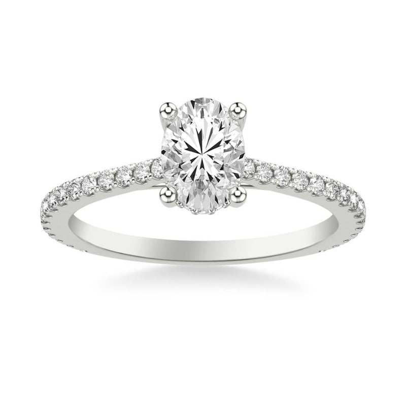 Front View Of Oval Diamond Accented Bridge Band Setting.