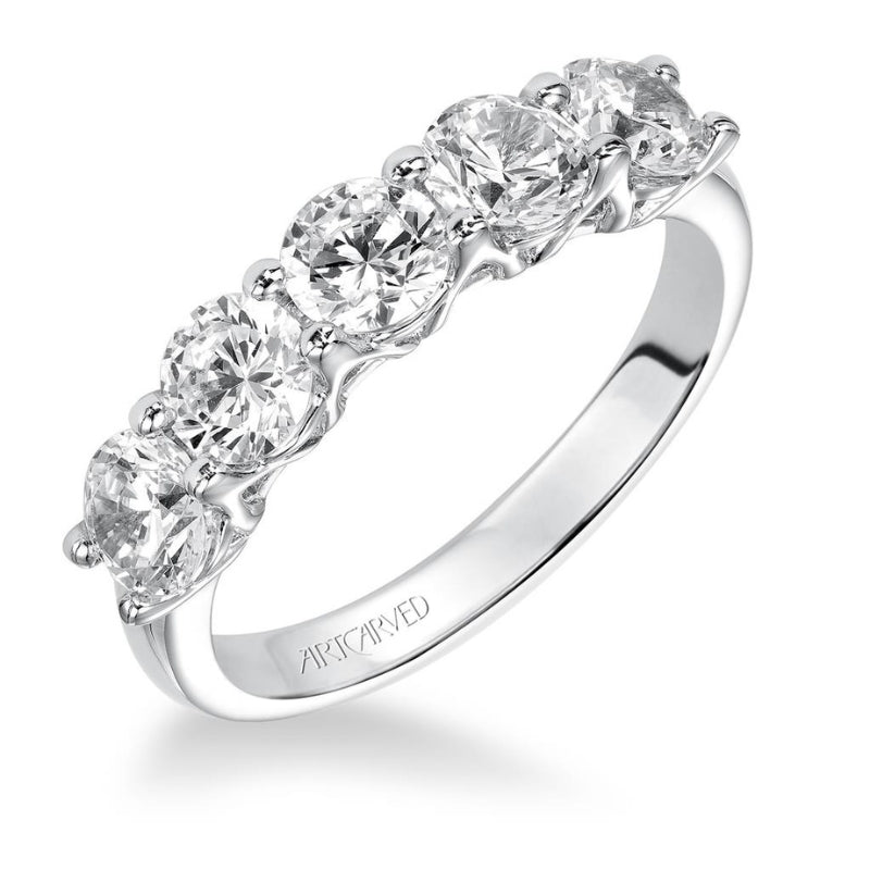 Tilted VIew Of Classic Diamond Anniversary Band.