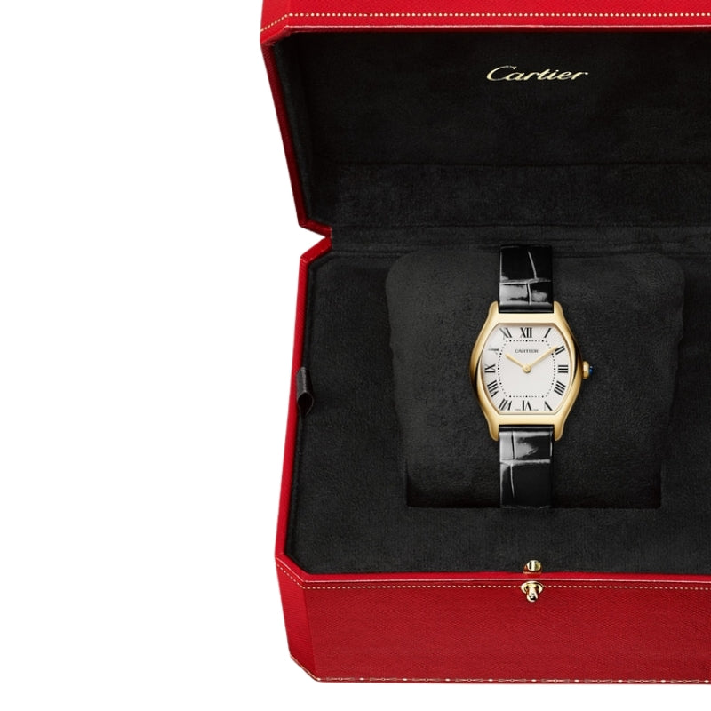 Box view of Cartier Tortue Gold Quartz Watch
