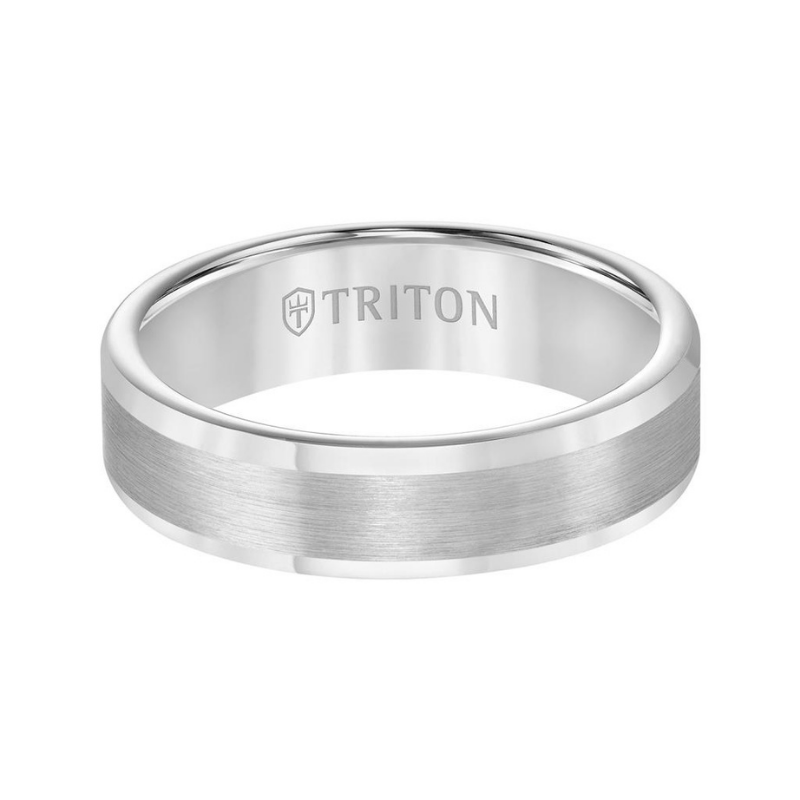 Front View Of Roll Edge Satin Finish Classic Wedding Band.