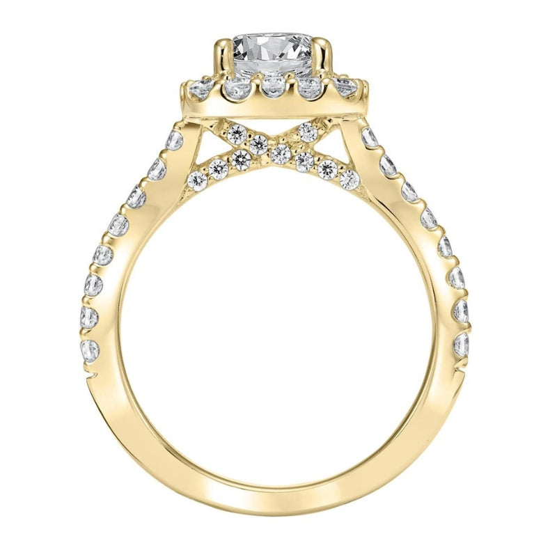 Side View Of Classic Halo Engagement Ring