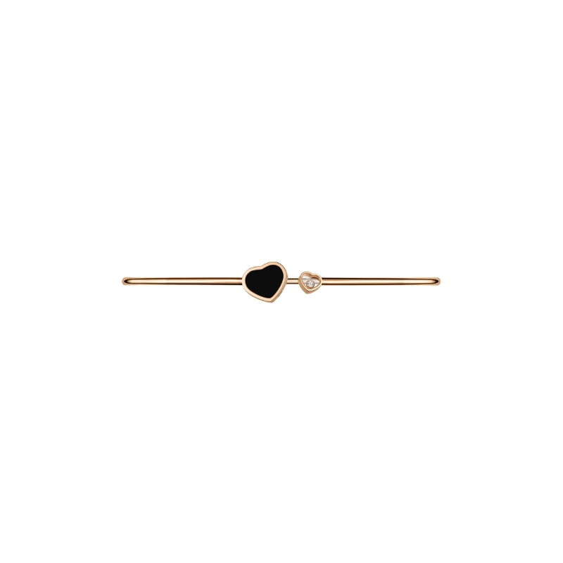 Front View OF Chopard Happy Hearts Choker, ethical rose gold, diamond, onyx.