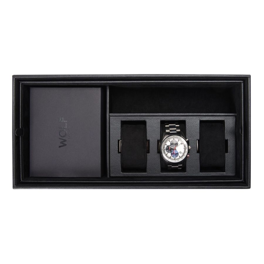 open view of Wolf 1834 The Den 4 Piece Watch Winder Safe 430402