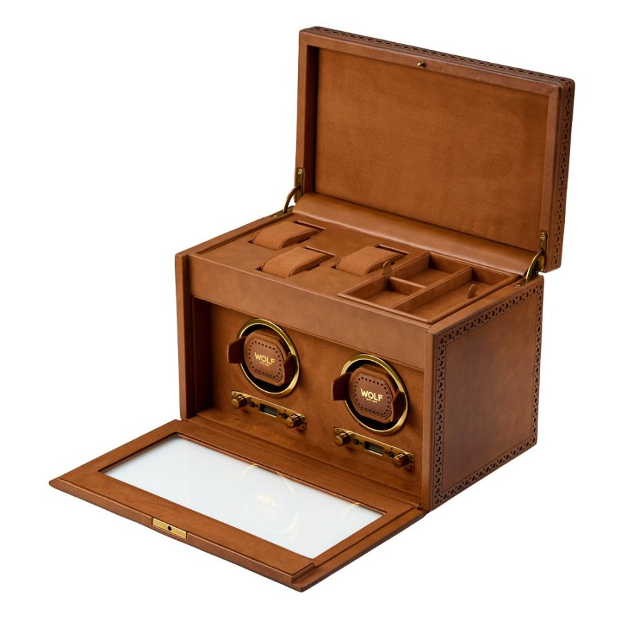 Open View of Wolf 1834 Brogue Double Winder With Storage 440206