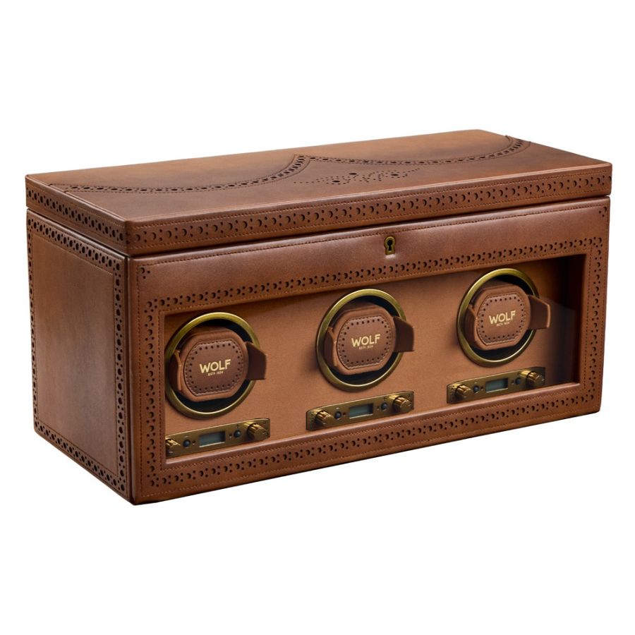 Side view of Wolf 1834 Brogue Triple Winder With Storage 440306