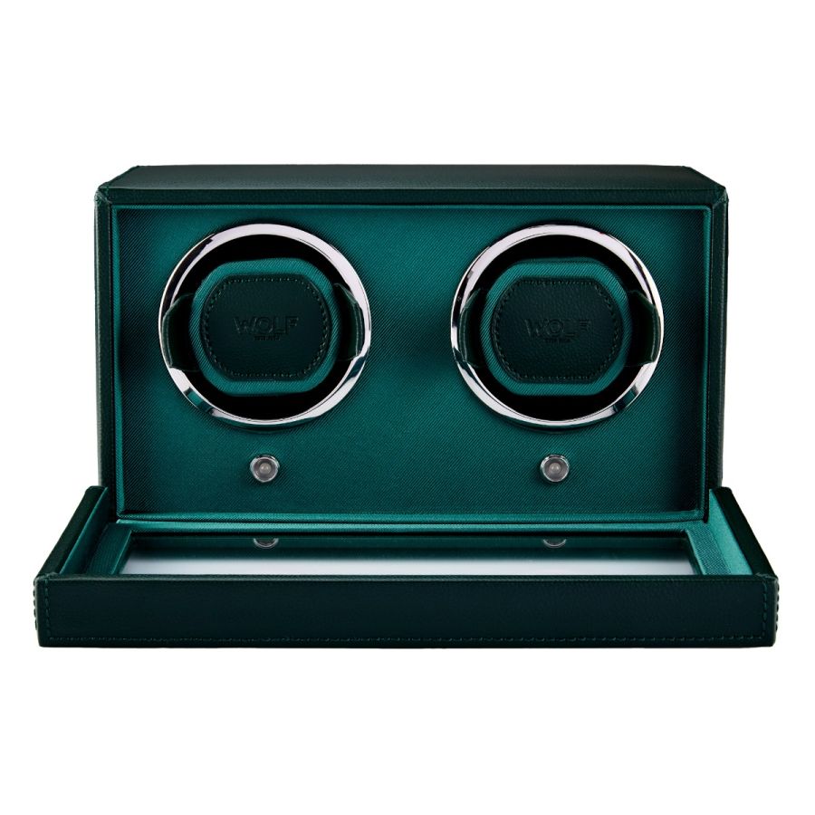 Front Open View of Wolf 1834 Cub Double Watch Winder with Cover 461241