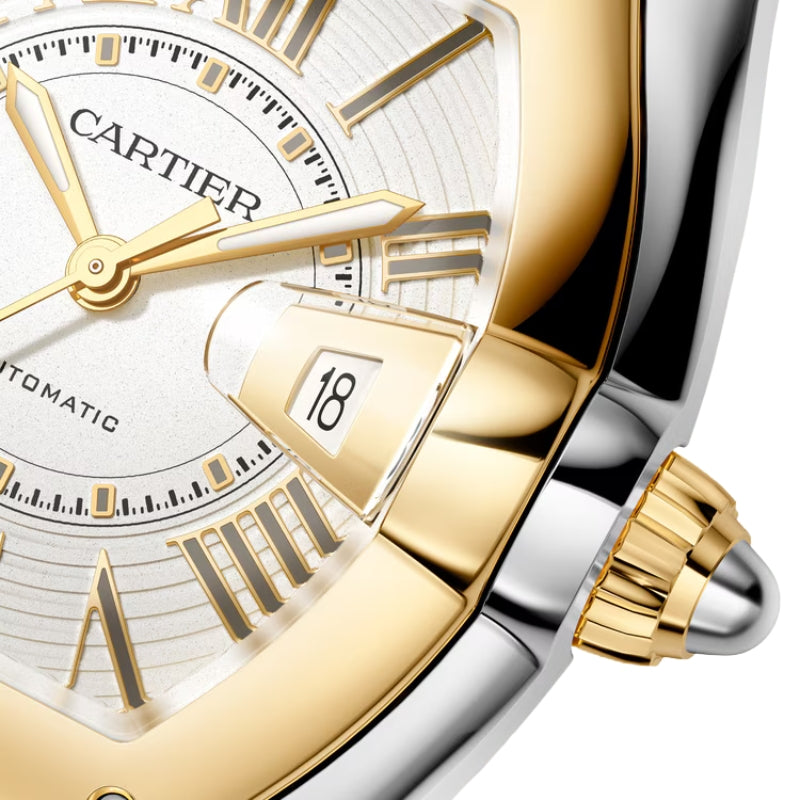 Dial View Of Cartier Roadster Steel and Gold Watch.