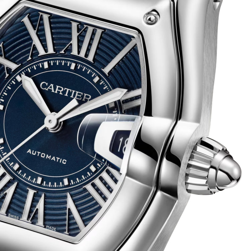 Dial View Of Cartier Roadster Steel Watch.