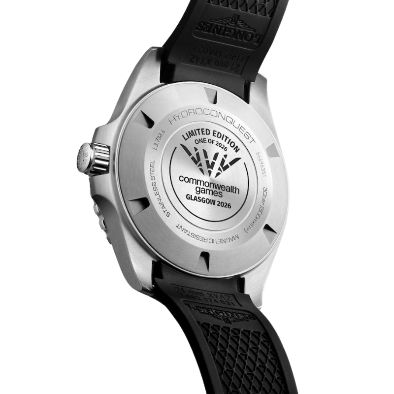 Back View Of Longines Hydroconquest 2026 Commonwealth Games Limited Edition 42mm.