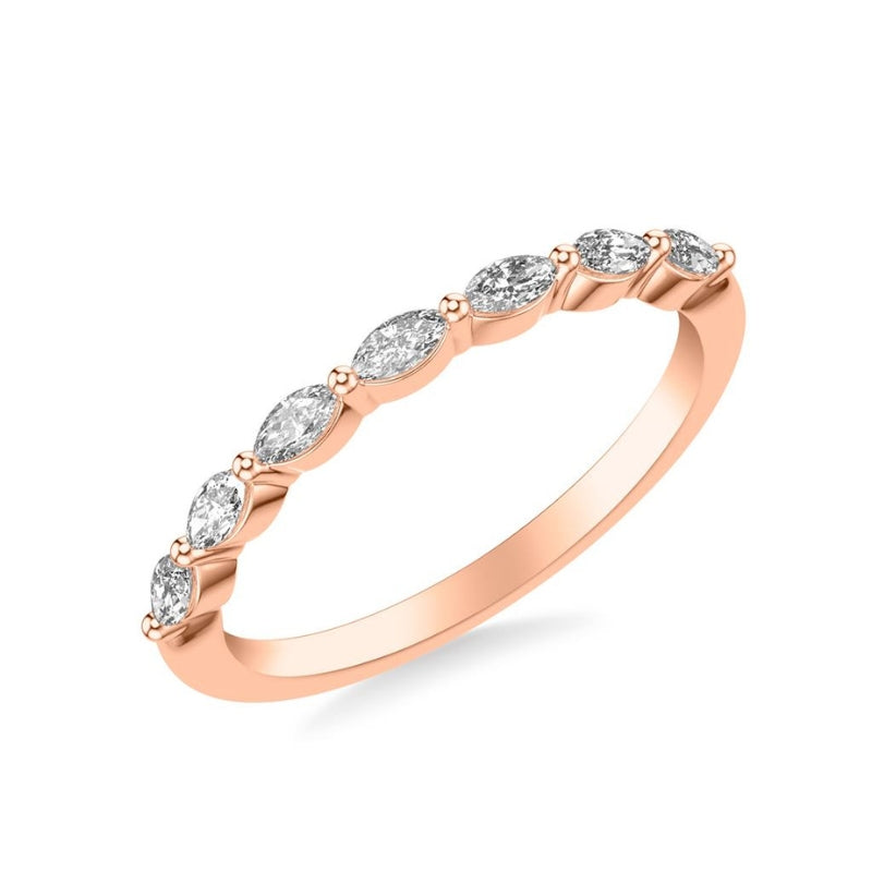 Tilted View Of Classic Diamond Wedding Band White.
