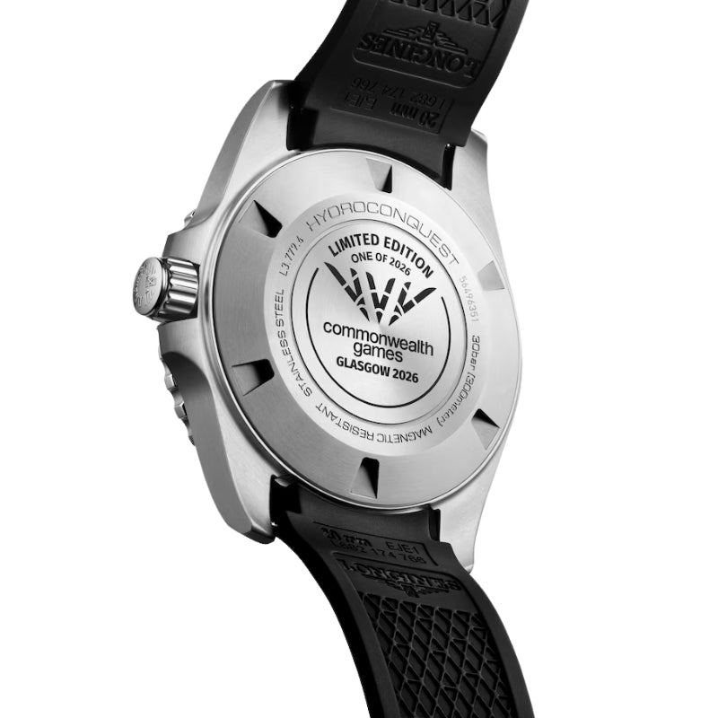 Back View Of Longines Hydroconquest 2026 Commonwealth Games Limited Edition.