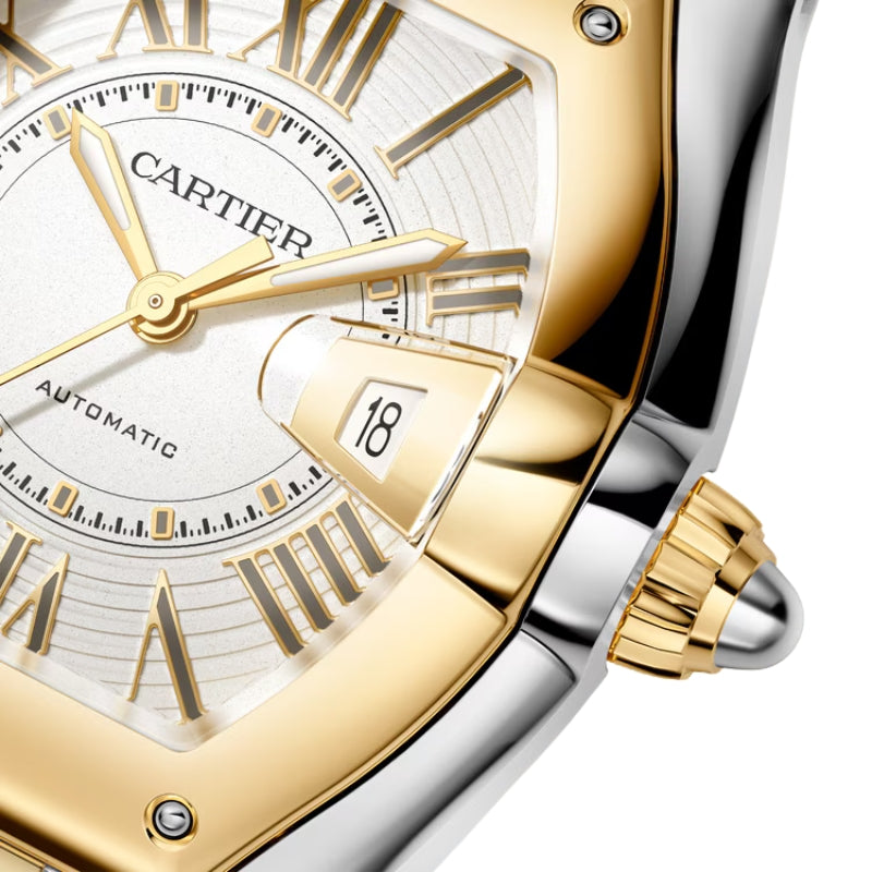 Dial View Of Cartier Roadster Steel and Gold Watch.