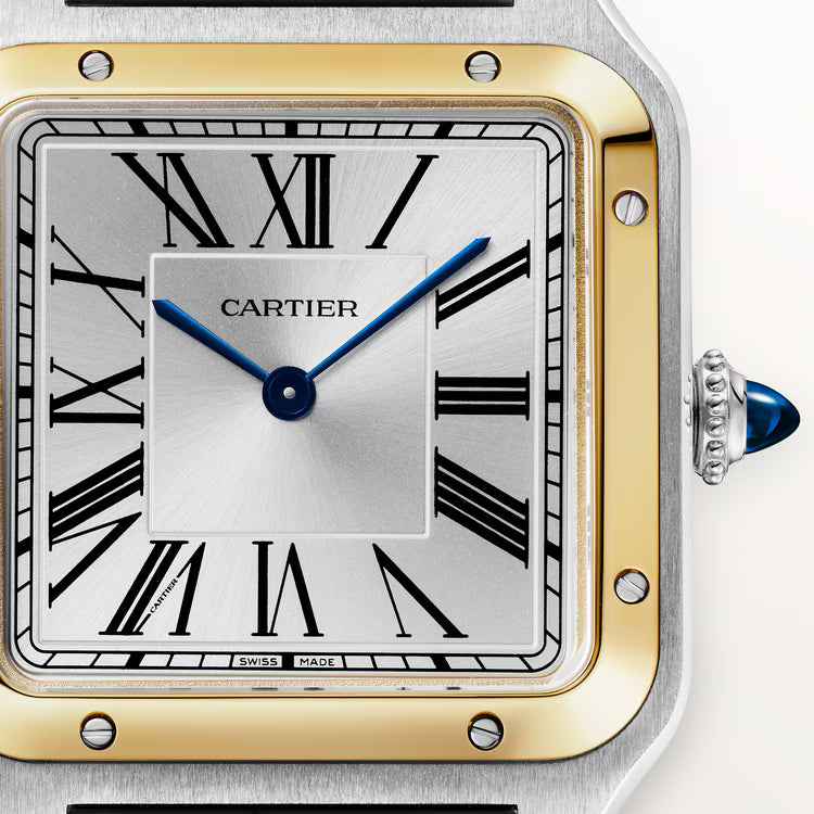 Close up View of Cartier Santos-Dumont Large 18K Yellow Gold and Steel Quartz W2SA0046
