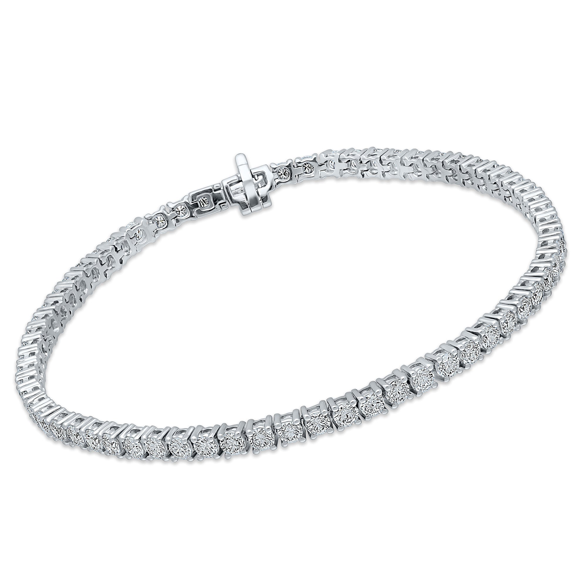 2ctw to 15ctw Platinum Certified Lab Grown Diamond 4 Prong Round Tennis Bracelet