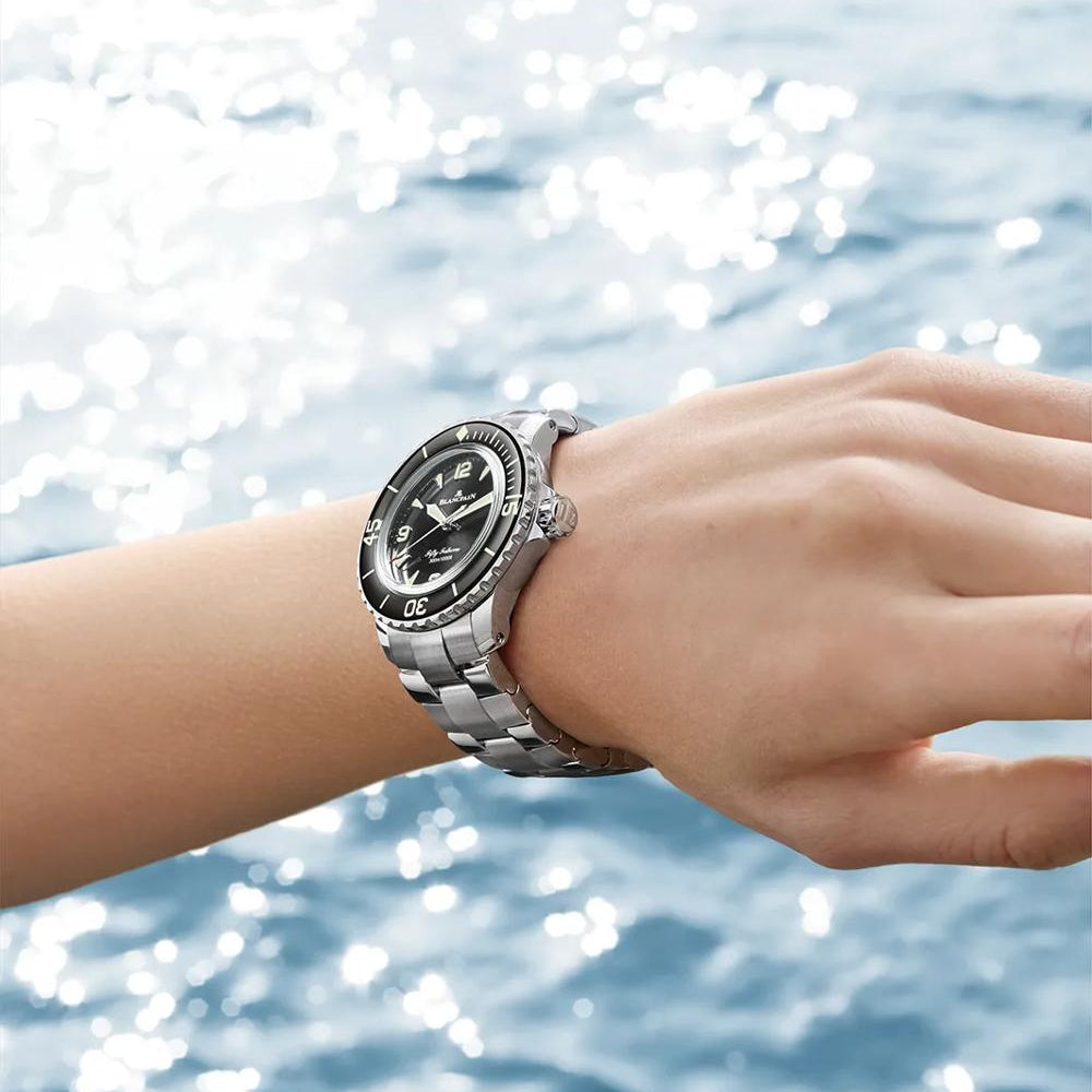 Blancpain Fifty Fathoms Steel Black 38mm wrist shot