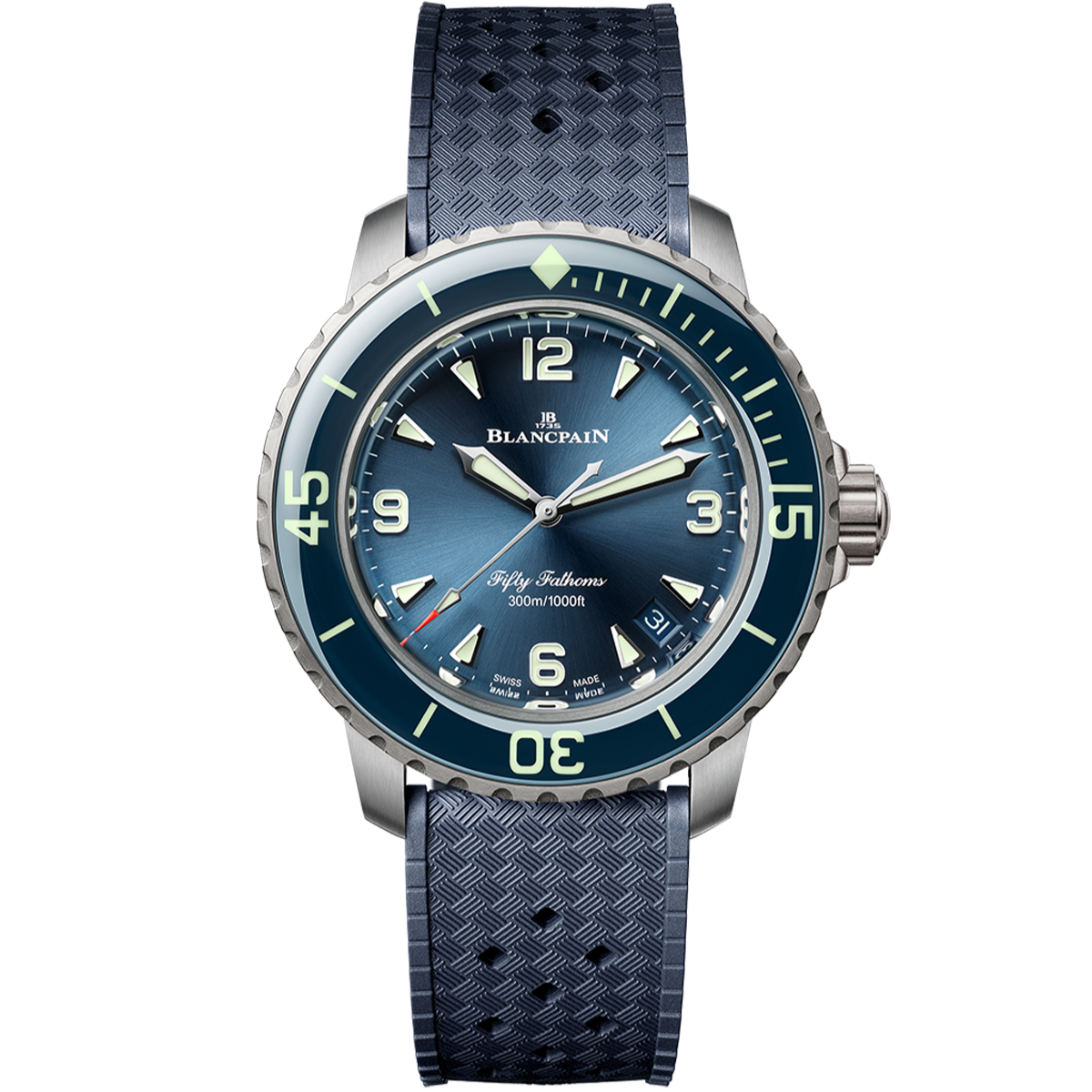 Blancpain Fifty Fathoms 38mm Titanium Automatique Blue soldier shot