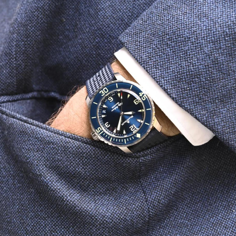 Blancpain Fifty Fathoms Automatique Titanium 42mm Blue Dial lifestyle pocket shot