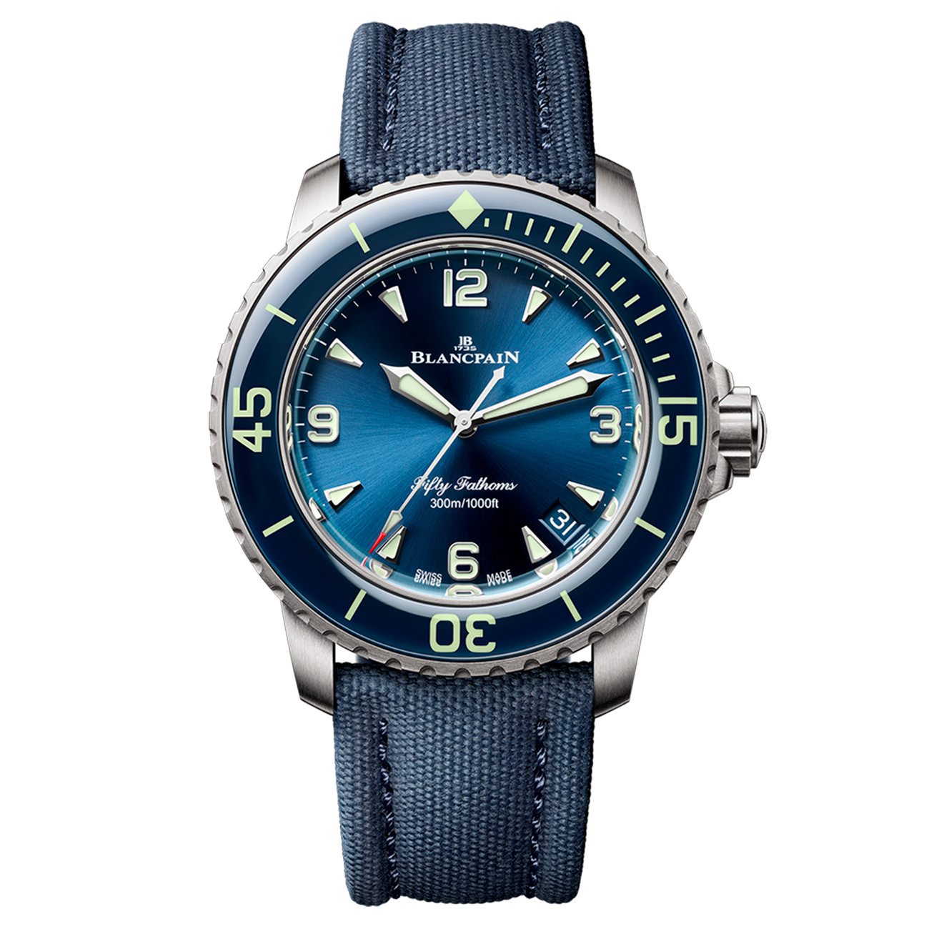 Front View of Blancpain Fifty Fathoms Automatique Titanium 42mm
