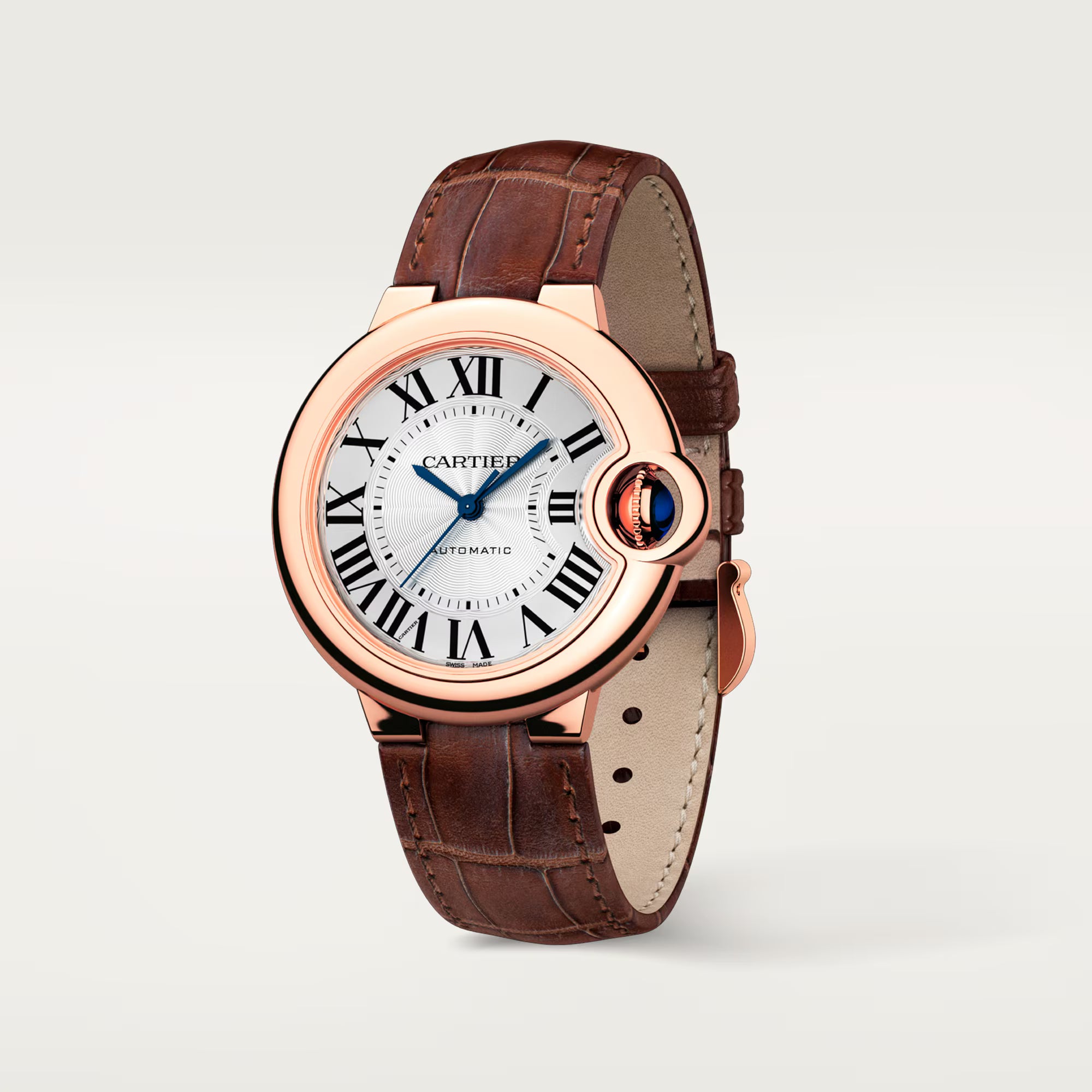 Front angle of Cartier Ballon Bleu Rose Gold 33mm W6920097