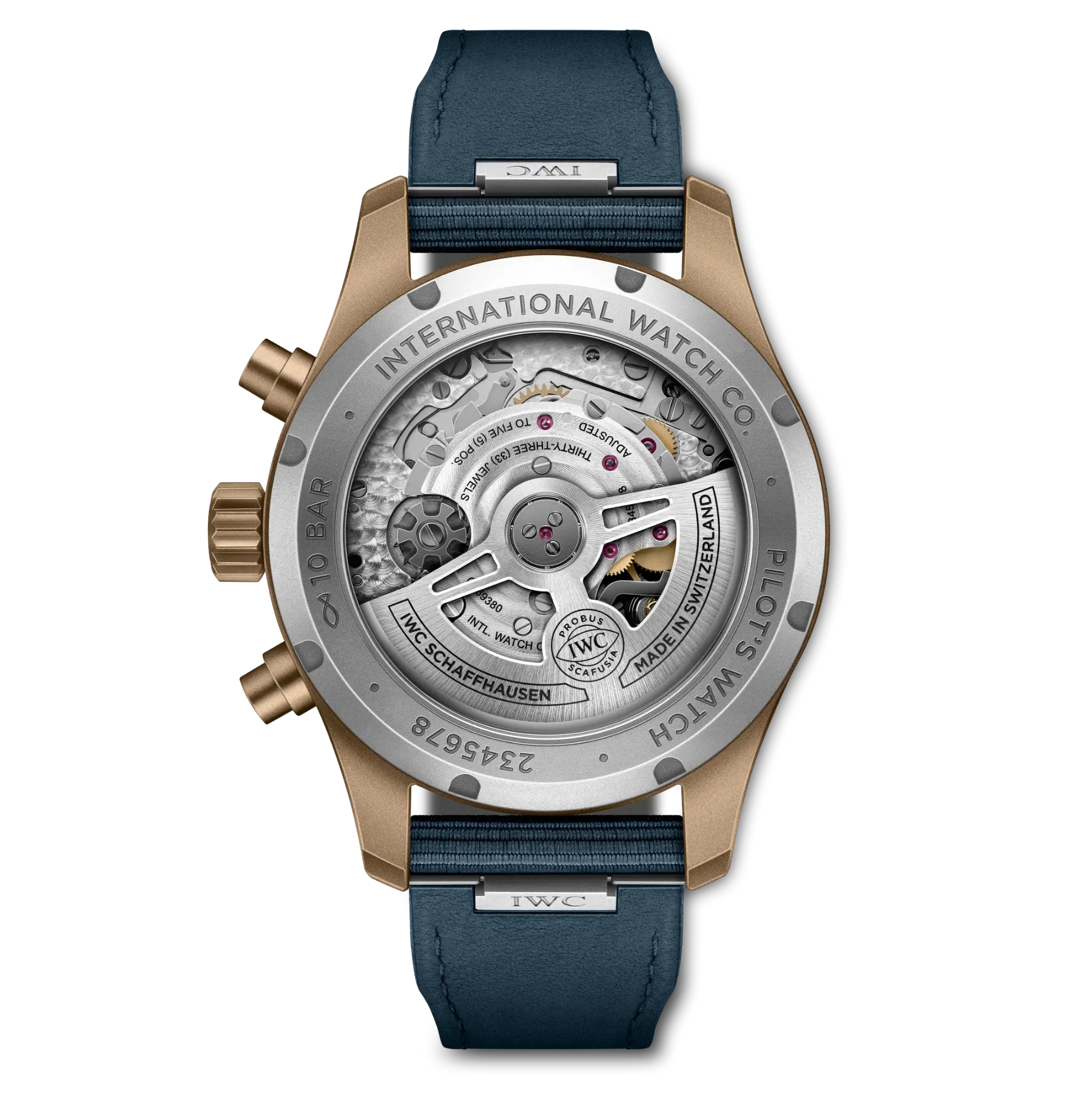 Back View Of IWC Pilot's Watch Chronograph Watch.