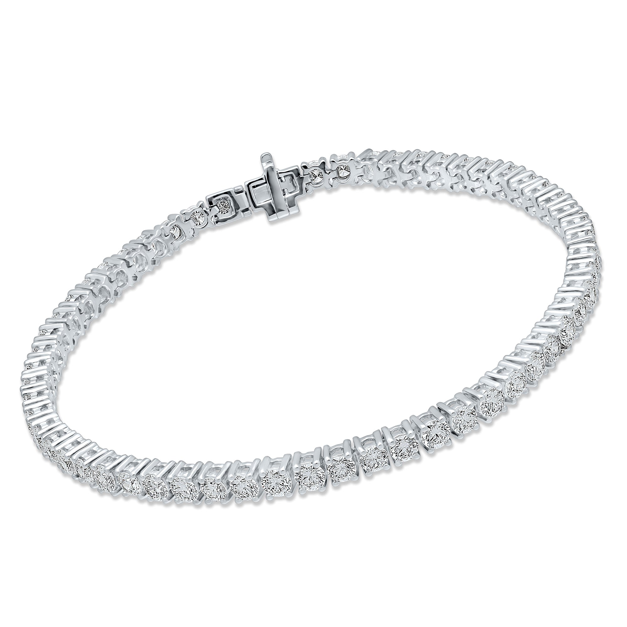 Certified Lab Grown Diamond Platinum 4 Prong Round Tennis Bracelet 5 ctw