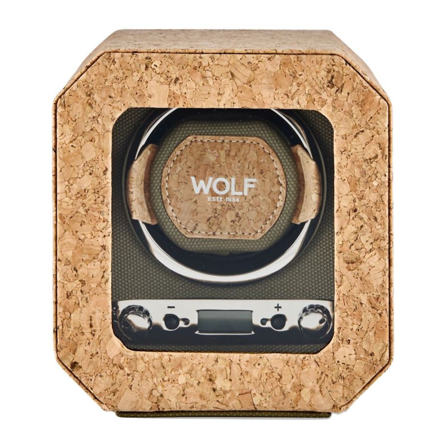 Front View Of Wolf Cortica Single Watch Winder II Beige.